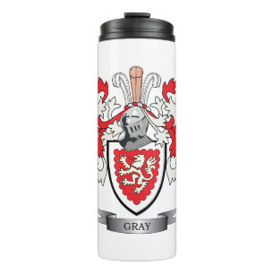 Graues Familienwappen-Wappen Thermosbecher