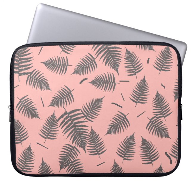 Graues Fern-Pflanze-Leaf-Muster - Laptop-Sieb Laptopschutzhülle (Vorderseite)