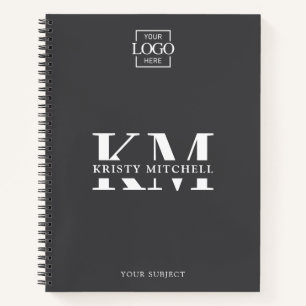 Graues Firmenlogo Geschäft monogrammiert Notizbuch