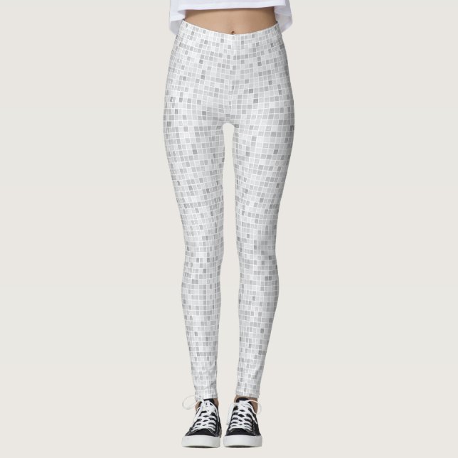 Graues Fliesen-Muster Leggings (Vorderseite)