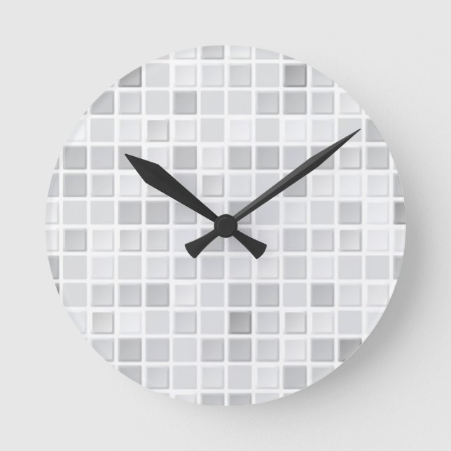 Graues Fliesen-Muster Runde Wanduhr (Vorderseite)