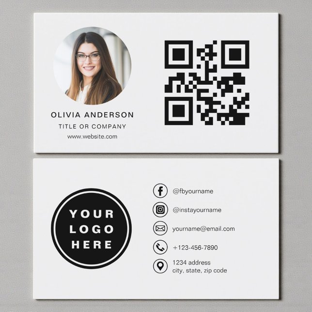 Graues Foto mit QR-Code Social Media Visitenkarte (Von Creator hochgeladen)