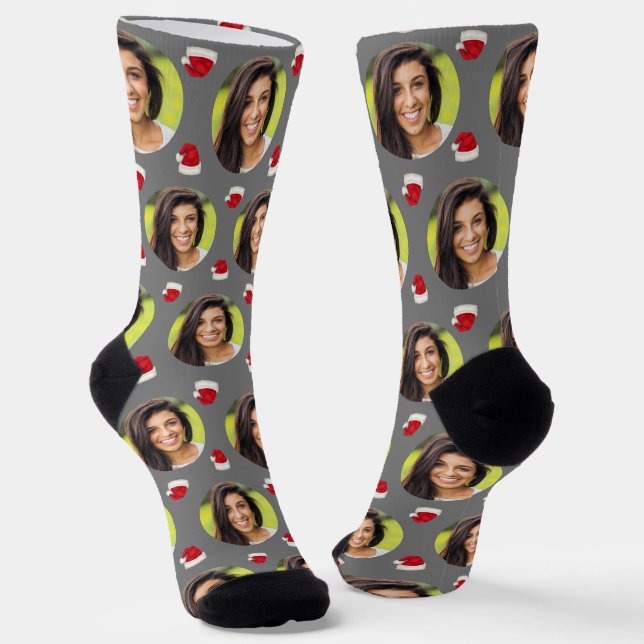 Graues Foto von Girlfriend For Boyfriend Christmas Socken (Gewinkelt)