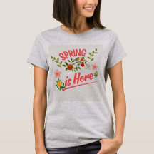 Graues Frauen T-Shirt mit Frühlingstypografie