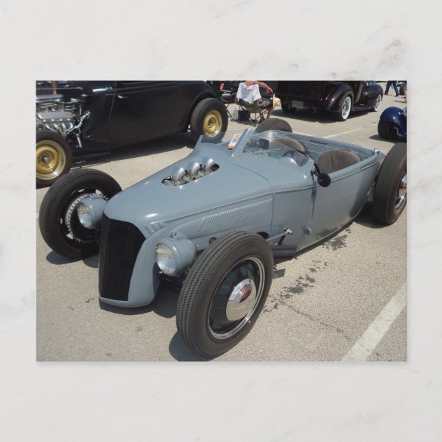 Graues Frisierte Auto Postkarte (Vorderseite)