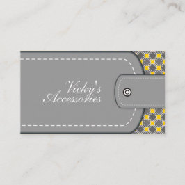 Graues, gelbes Leder-Look und Muster-Retro Visitenkarte
