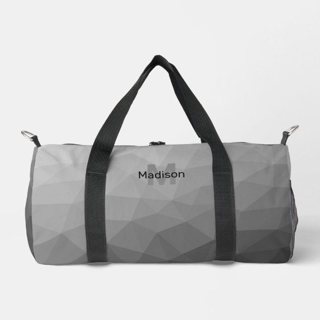 Graues geometrisches Maschenmuster Duffle Bag (Vorderseite)