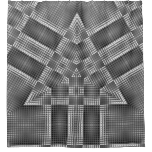 Graues geometrisches Muster Duschvorhang (Vorderseite)
