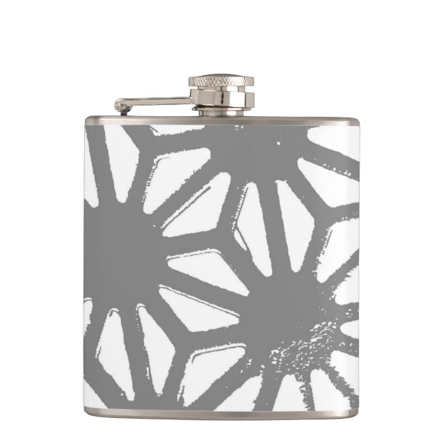 Graues geometrisches Muster Flachmann (Vorderseite)