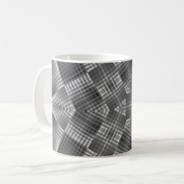 Graues geometrisches Muster Kaffeetasse (Vorderseite Links)