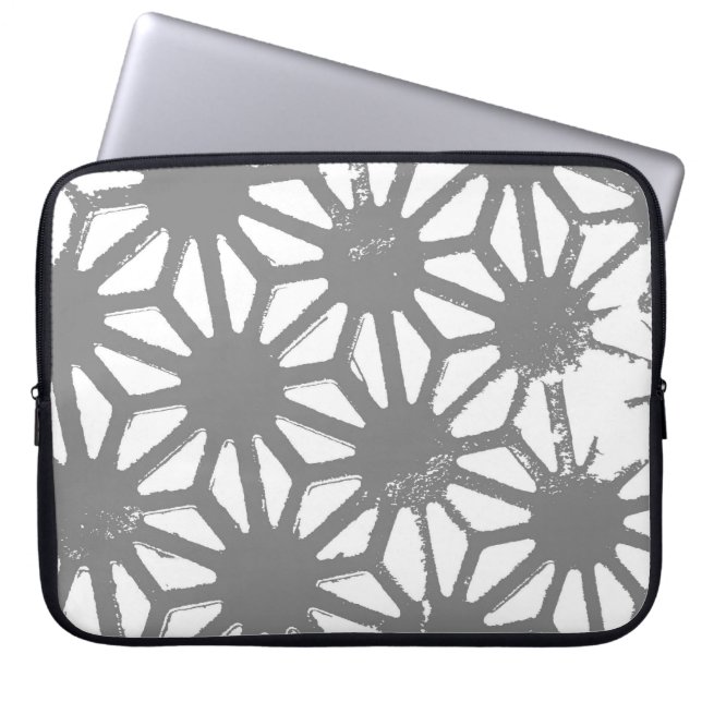 Graues geometrisches Muster Laptopschutzhülle (Vorderseite)