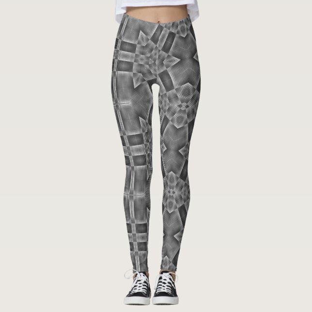 Graues geometrisches Muster Leggings (Vorderseite)