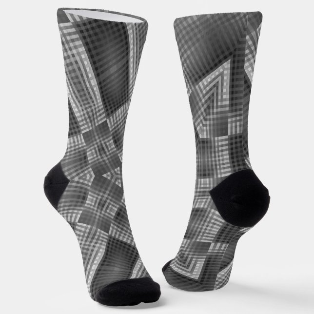 Graues geometrisches Muster Socken (Gewinkelt)