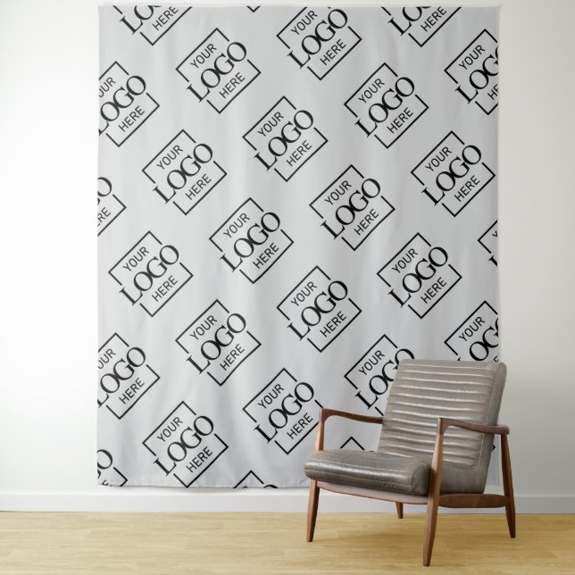 Graues Geschäft-Logo-Muster Messestand Hintergrund Wandteppich (Beispiel)
