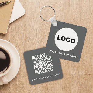 Graues geschäftliches Werbe-Logo-QR-Code Schlüsselanhänger