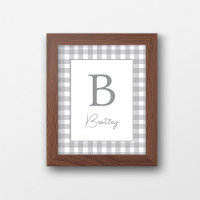 Graues Gingham-Karo-Nursery-Namensschild