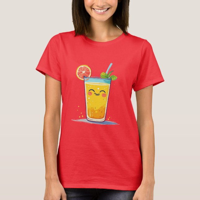 Graues Glas Orangensaft T-Shirt (Vorderseite)