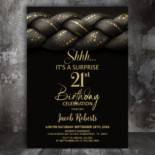 Graues Gold Braid Überraschung 21. Geburtstag Part Einladung