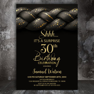 Graues Gold Braid Überraschung 30. Geburtstag Part Einladung