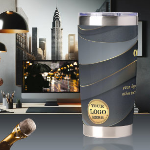 Graues Gold-Geschäft mit benutzerdefinierten Logos Thermobecher