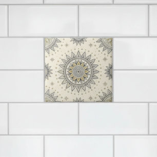 Graues Gold Mandala-Muster Fliese