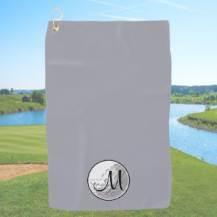 Graues Golfhandtuch mit individuellem Monogramm, e