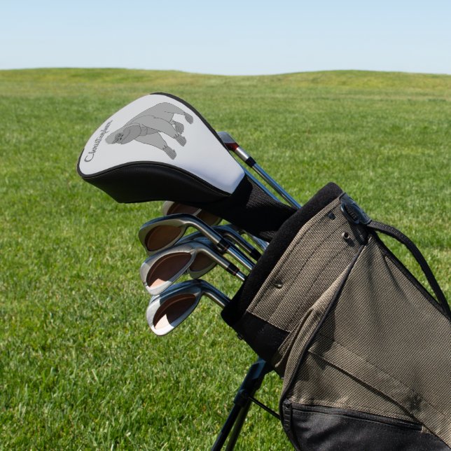 Graues Gorilla-Design Golf Headcover (In SItu)