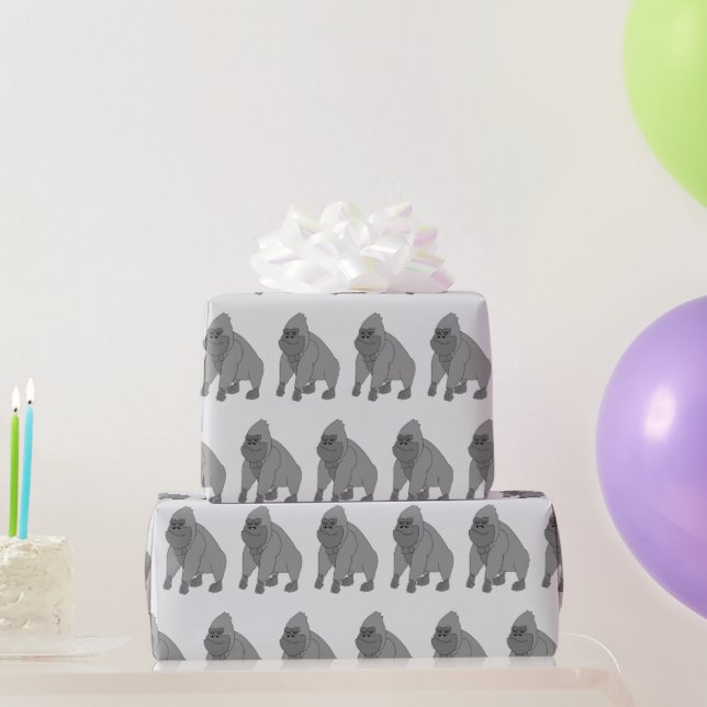 Graues Gorilla-Design Hintergrund in beliebiger Fa Geschenkpapier (Partygeschenke)
