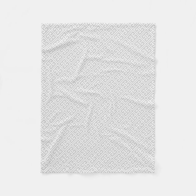 Graues griechisches Schlüsselmuster Fleecedecke (Vorderseite)