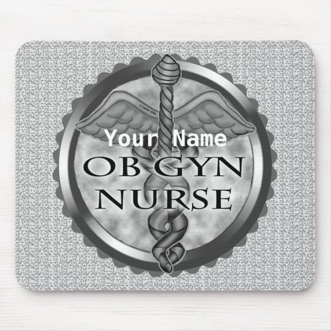 Graues Herz ObGyn Krankenschwester Mousepad (Vorne)