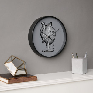 graues Herz Uhr