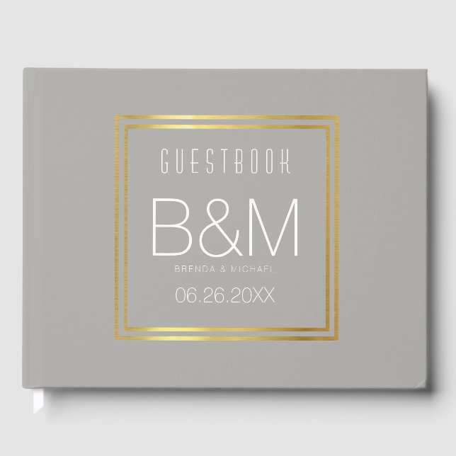Graues Hochzeitsbuch, Gästebuch für eine schicke V (Vorderseite)