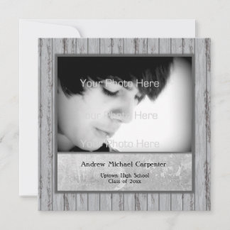 Graues Holz Look Grunge Foto Card Einladung