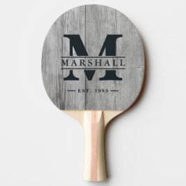 Graues Holz-Monogramm & Namens-Overlay Tischtennis Schläger