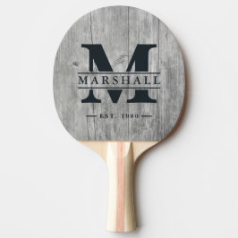 Graues Holz-Monogramm & Namens-Overlay Tischtennis Schläger