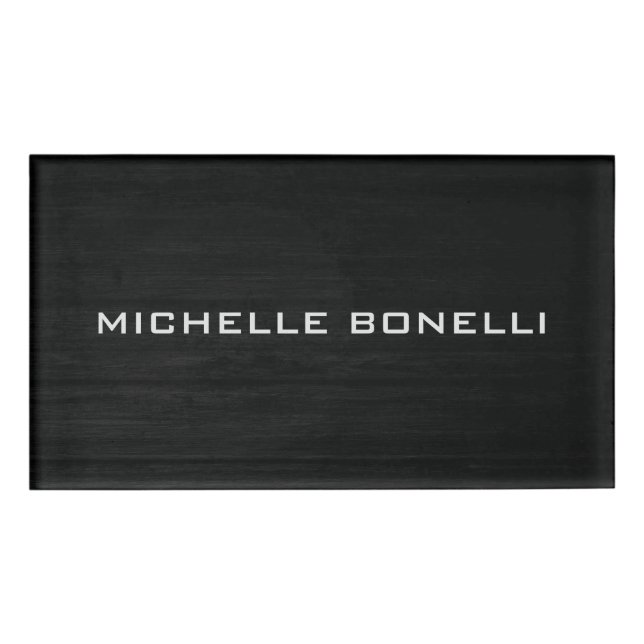 Graues Holzdesign Hintergrund Schlicht Legible Mod Namenschild (Vorderseite)