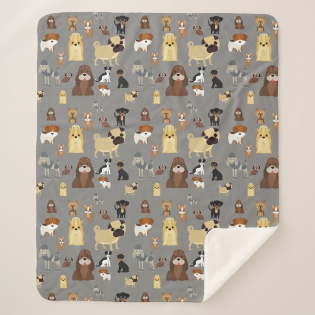 Graues Hundemuster Sherpadecke (Vorderseite)