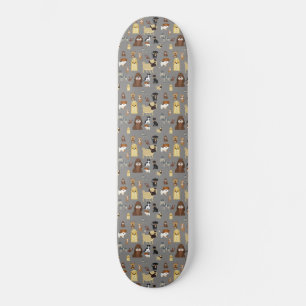 Graues Hundsmuster. Skateboard