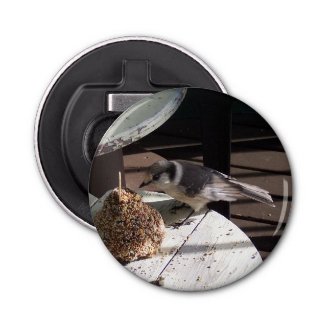 Graues Jay und Bell-Knopf-Flaschen-Öffner Flaschenöffner (Vorderseite)