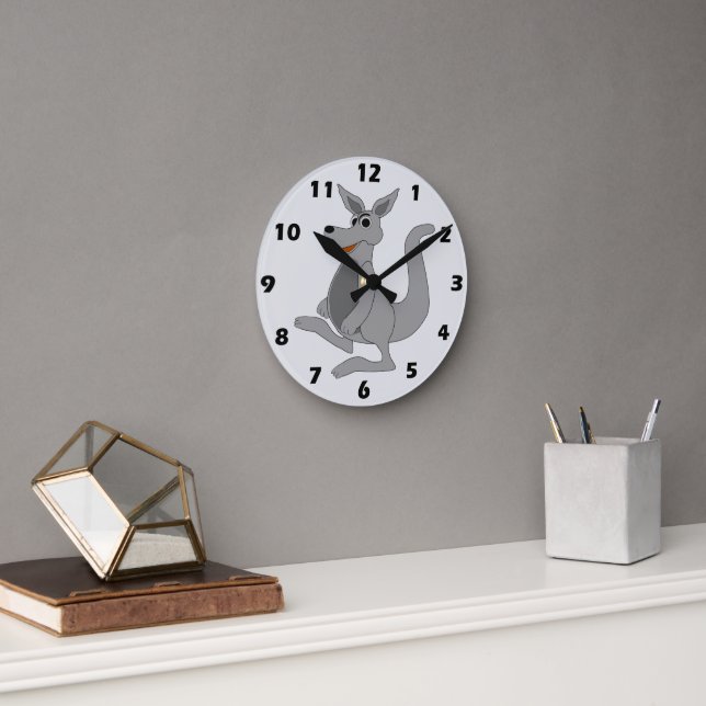 Graues Känguru-Design Runde Wanduhr (Büro)