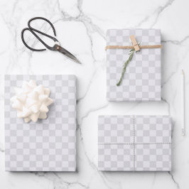 Graues, kariertes Muster Geschenkpapier Set