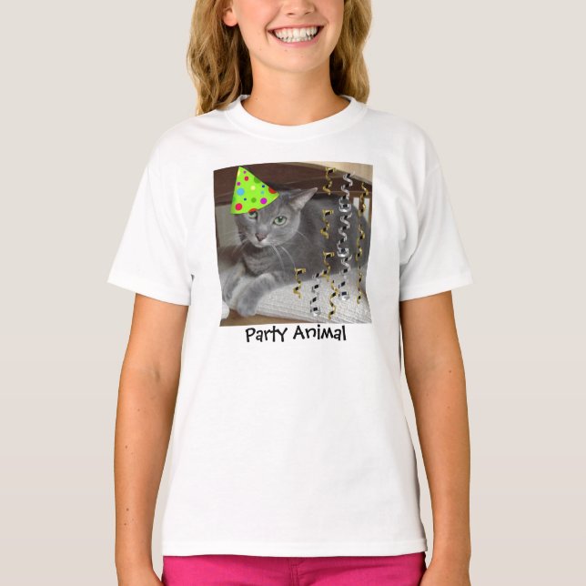 Graues Kat-Party T-Shirt (Vorderseite)