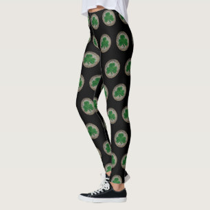 Graues Kleeblatt auf keltischen Knochen Leggings