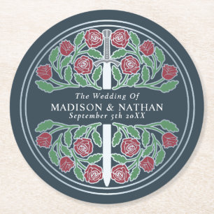 Graues königliches mittelalterliches silbernes Sch Runder Pappuntersetzer