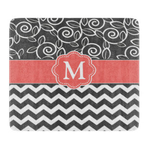 Graues korallenrotes Zickzack Schneidebrett