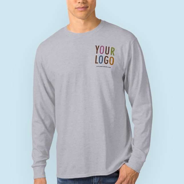 Graues Langschläfer-Shirt mit Logo-Preshrunk Unise T-Shirt (MISOOK Men’s Grey Long Sleeve Shirt with Logo)