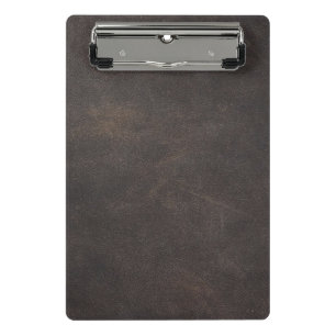 Graues Leder Mini Klemmbrett
