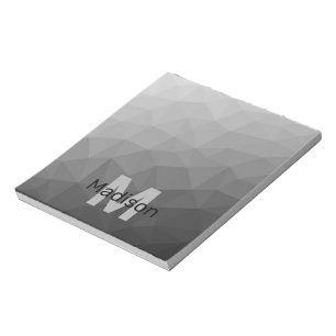 Graues Licht geometrisches Mesh-Muster Monogramm Notizblock