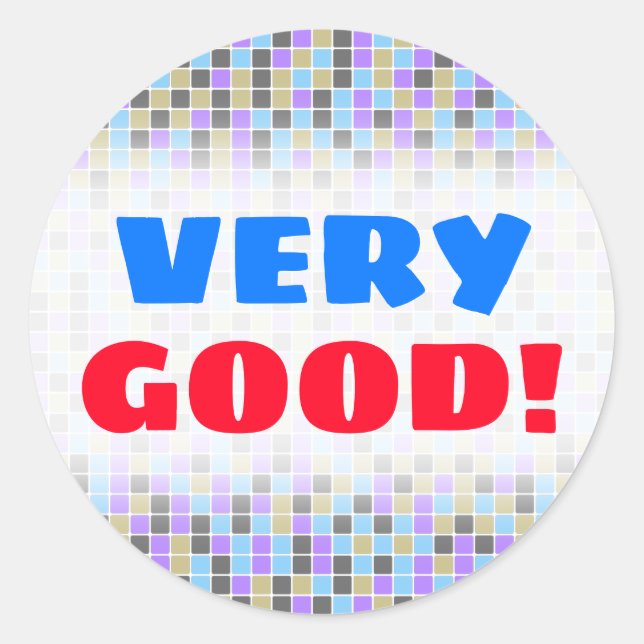 Graues, Lila, Beige, blaues Muster für Quadrate/Fl Runder Aufkleber (Vorderseite)