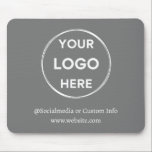 Graues Logo Modernes Minimalistisches Business-Per Mousepad<br><div class="desc">Aktualisieren Sie einfach das Branding Ihres Unternehmens mit unserer einfachen, schwarzen, individuellen Geschäftsvorlage in einem modernen minimalistischen Stil. Fügen Sie Ihr Logo, den Namen der Social Media und die Website hinzu, oder erstellen Sie einen beruflichen Look in nur wenigen Minuten. Benötigen Sie Hilfe bei der Personalisierung? Kontaktieren Sie uns, indem...</div>